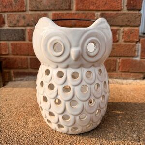 Ceramic Owl Lantern - Cream Porcelain Decor